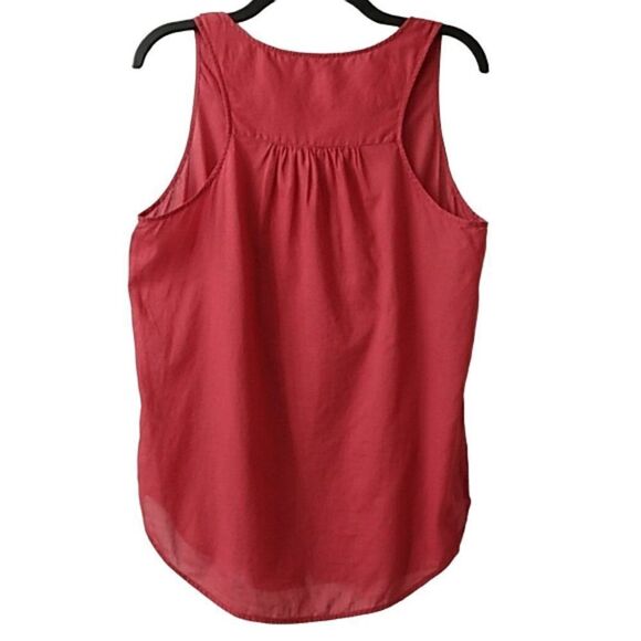 6/$25 Gap Women’s Red Pinstripe Ruffled ButtonDown Sleeveless 100% Cotton Blouse - Picture 7 of 11